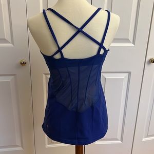 EUC Lululemon blue straps tank with mesh
